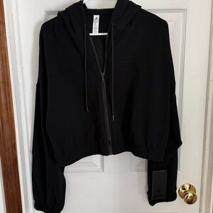 90 Degree By Reflex Cloud Plush Ludlow Zip Front Crop Hoodie